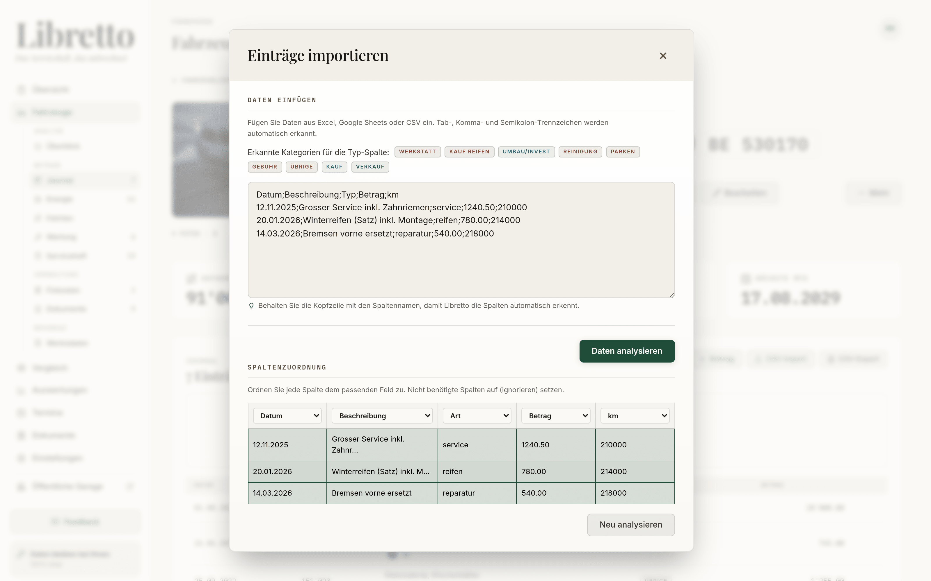 Die ganze Historie mitbringen.
